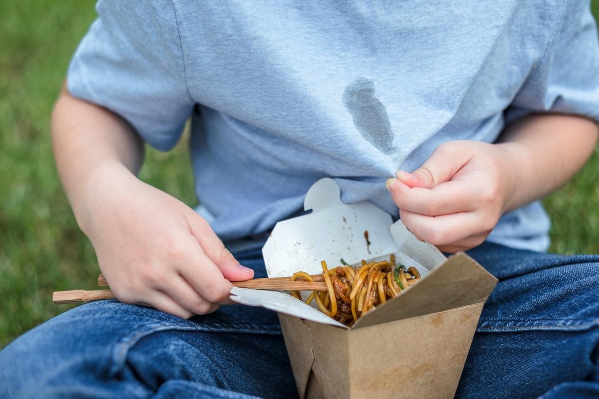 How to remove a grease stain from clothing without washing it.